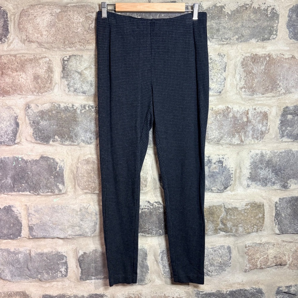 J Jill Ponte Leggings Women's Medium Charcoal Houndstooth Slim High Rise Pants